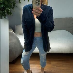 FIVE FOUR LA Boyfriend Cardigan Blazer Navy Blue SIze Large